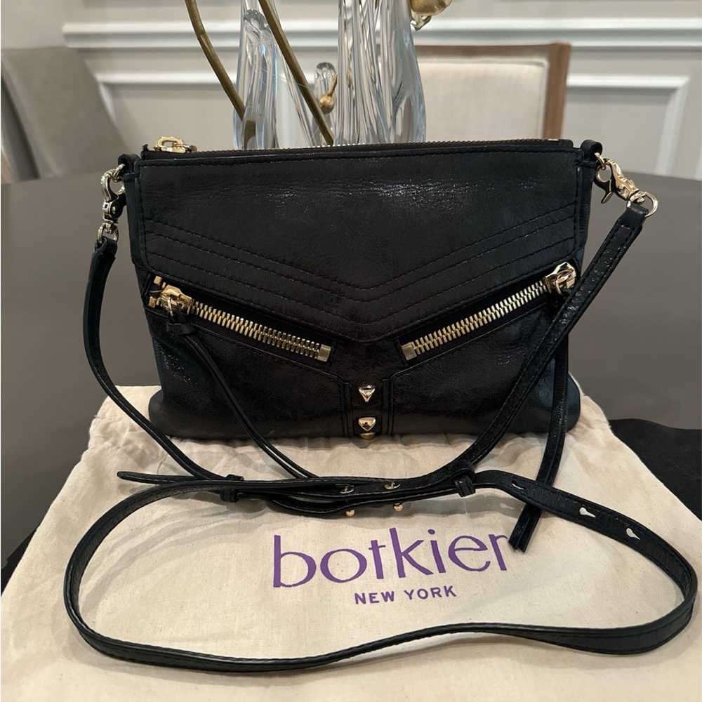 Botkier. Like new. Slim glazed leather crossbody bag with gold-tone hardware.